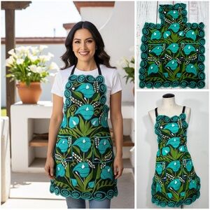Mexican Embroidered Calla Lily Zinacantan Artisan Apron